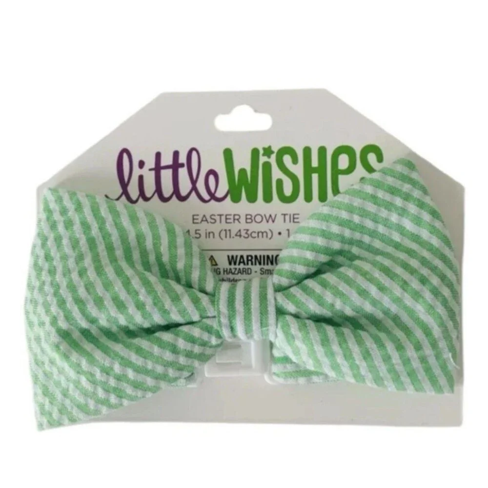 3x Little Wishes Boys Toddler Stripped Green Easter Bow Tie for 4 and Up
